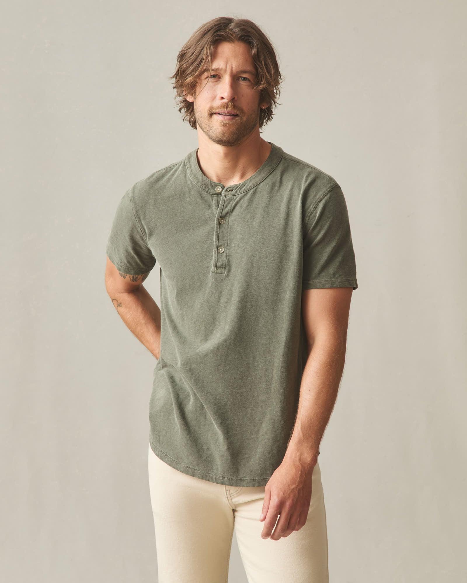 Men's Broken-In Premium Slub Henley Tee - Washed Olive Product Image