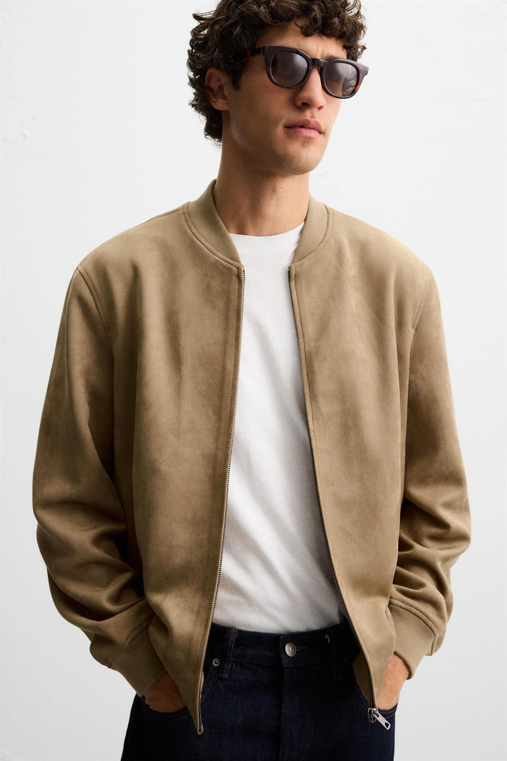 FAUX SUEDE BOMBER JACKET Product Image