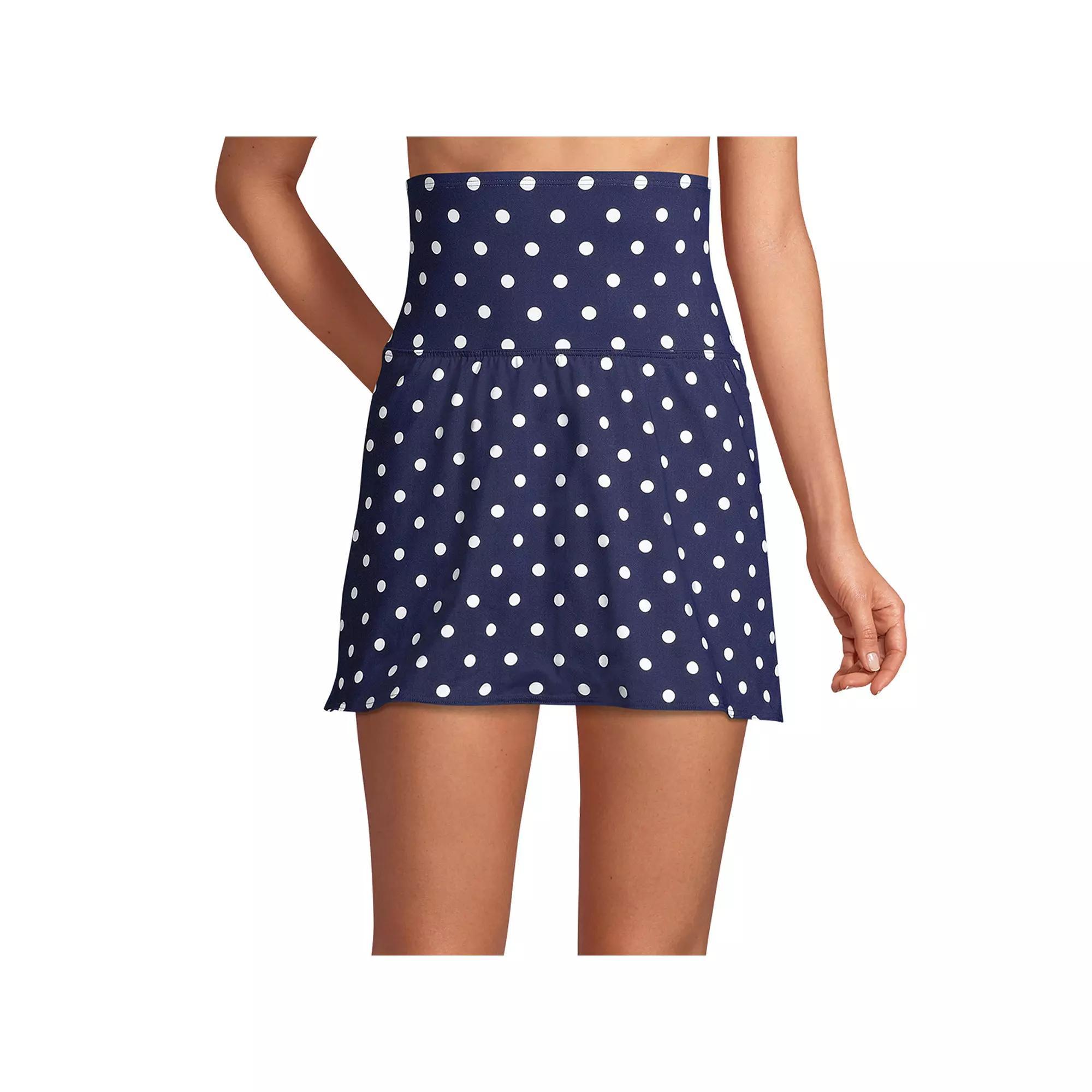 Women's Lands' End Tummy Control Ultra High-Waist Swim Skirt, Size: 10, Deep  Polka Dot Product Image