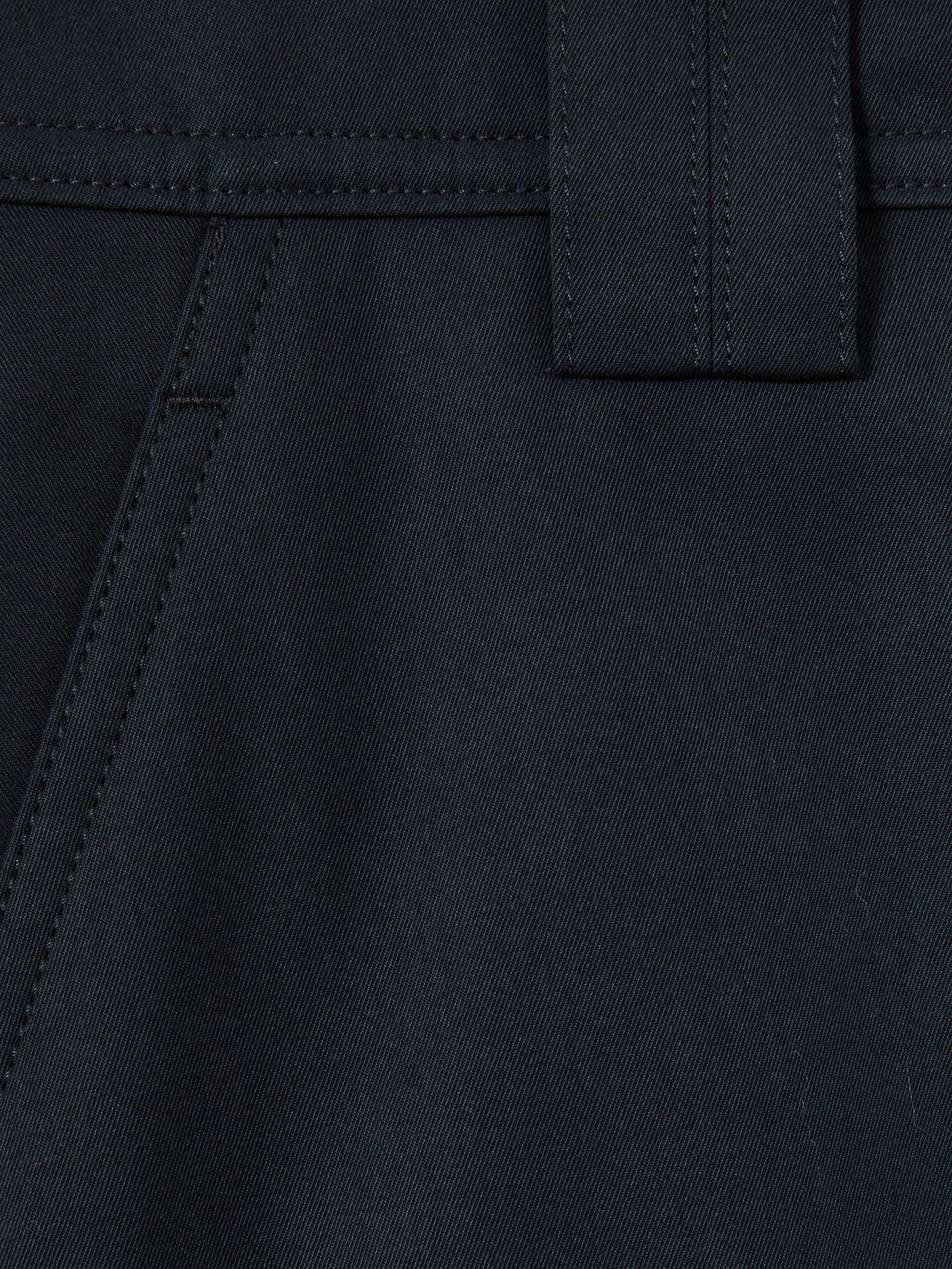 Cotton-Tencel Wide-Leg Combat Trousers in Navy Product Image