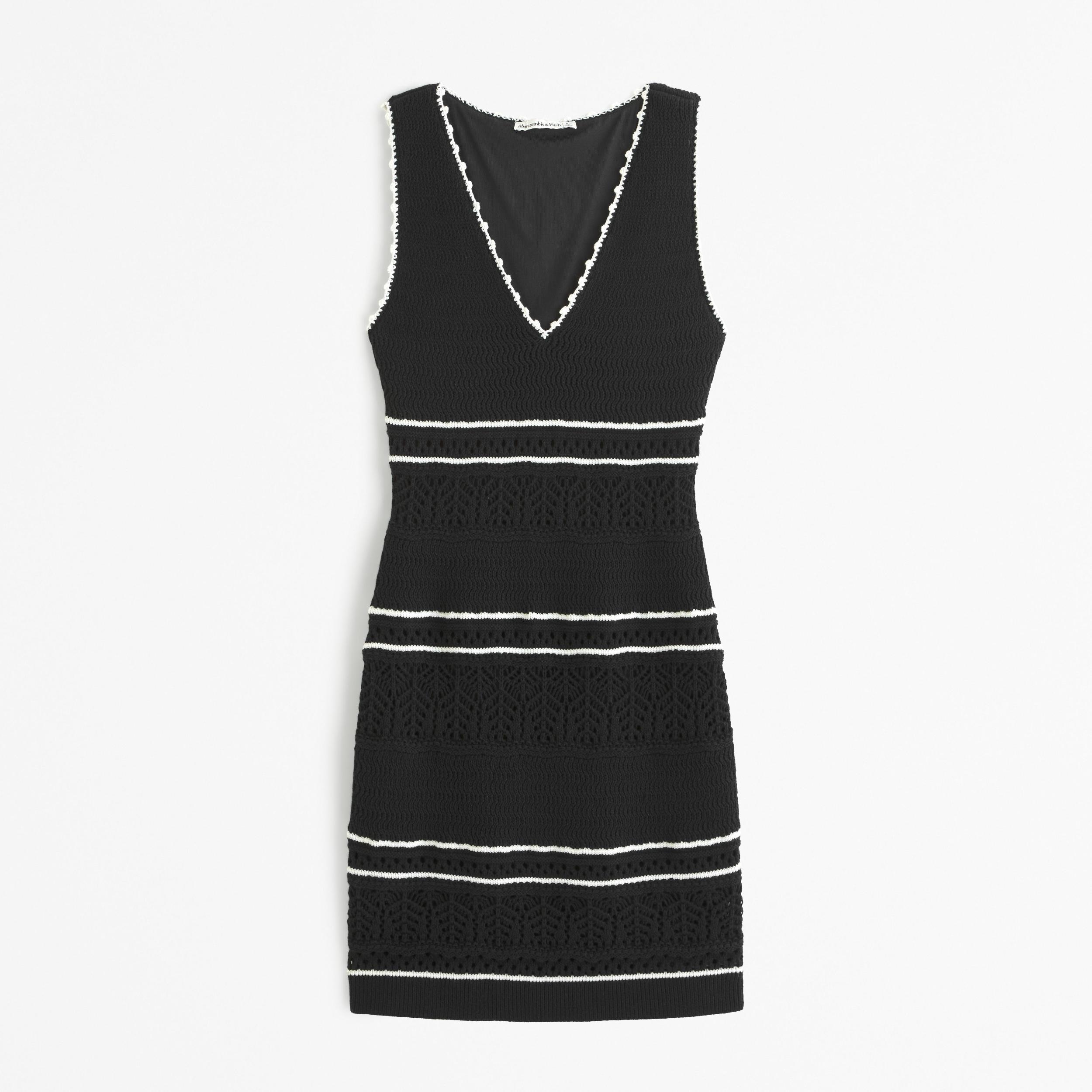 Crochet-Style V-Neck Mini Dress Product Image