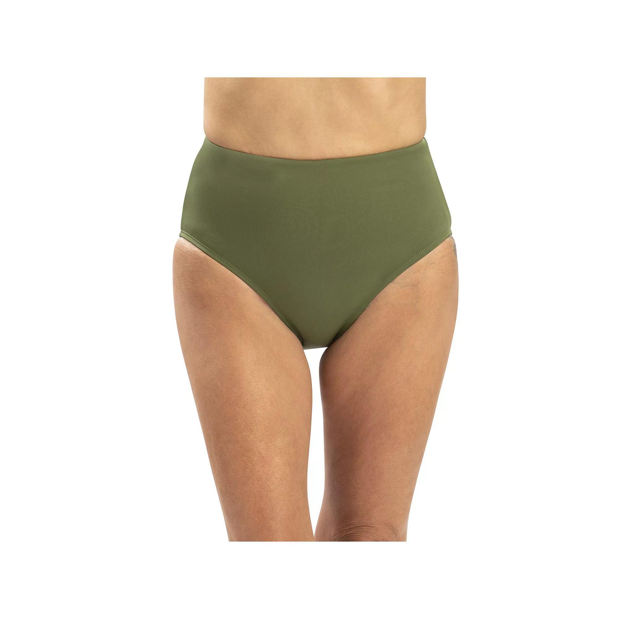 Women's Dolfin Solid High-Waisted Swim Bottoms, Size: XS, Green Product Image