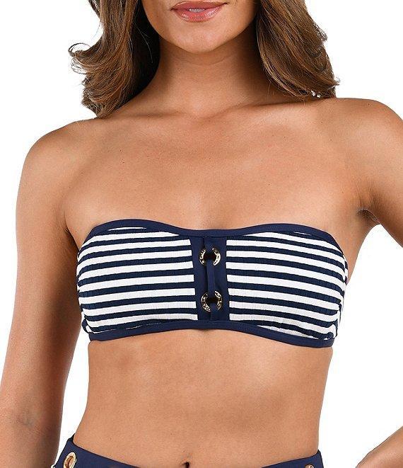 La Blanca Set Sail Ribbed Knit Gold Grommet High Waist Swim Bottom Product Image
