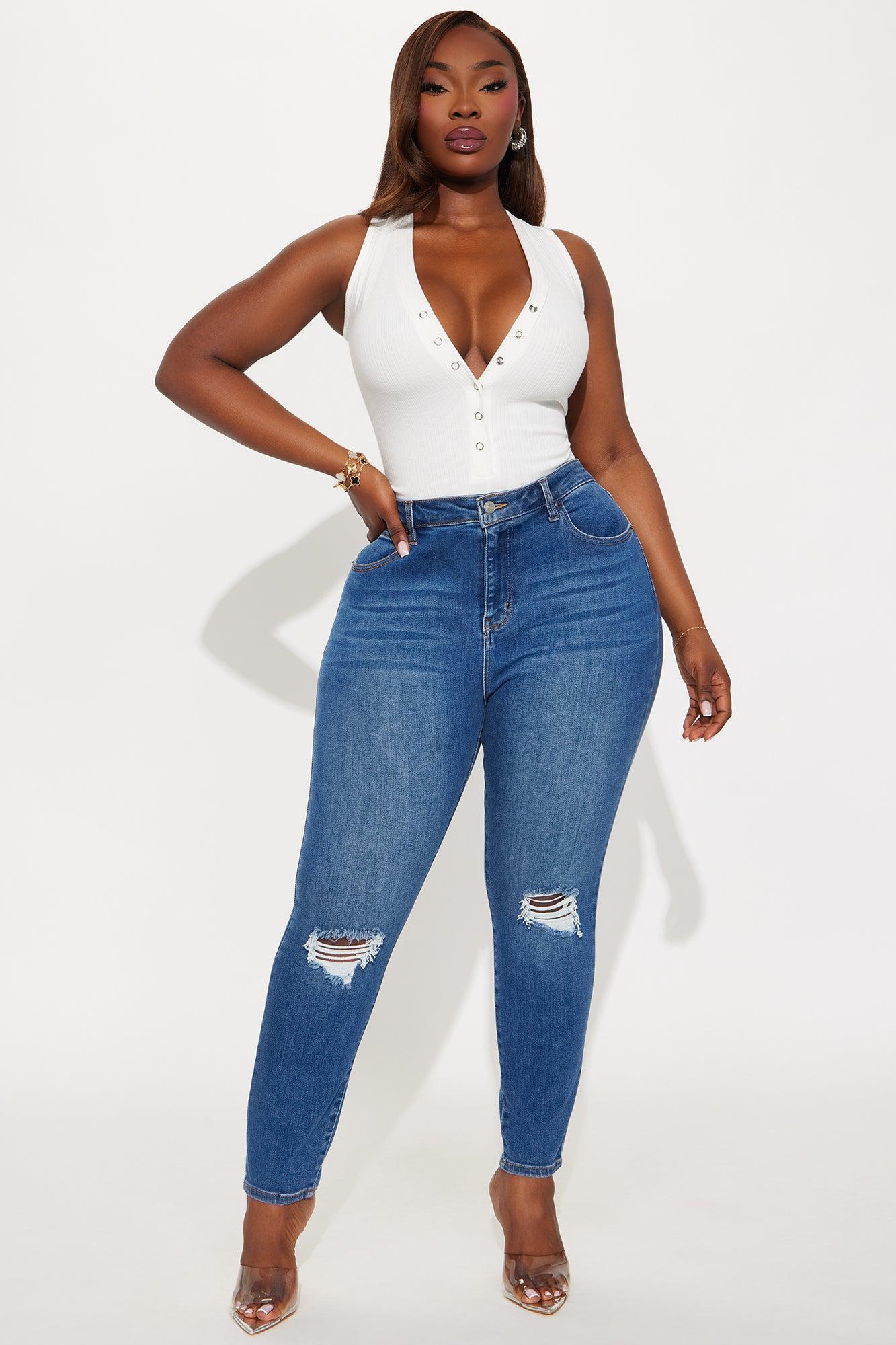 Vivacious Ripped High Rise Skinny Jeans - Medium Wash Product Image