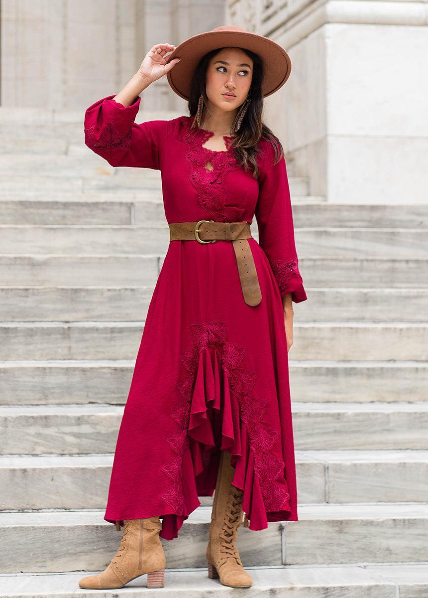 Felicite Dress in Wine Female Product Image