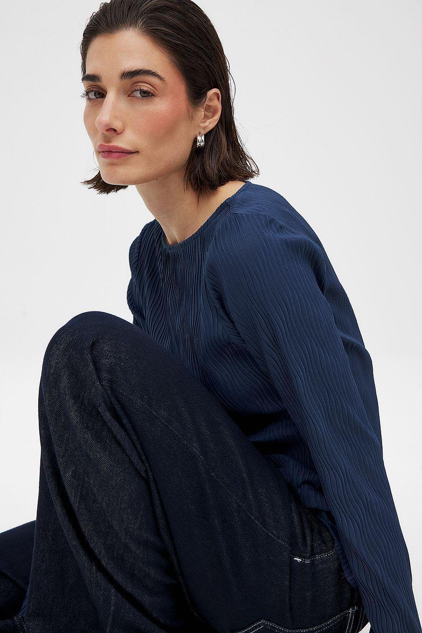 Long Sleeve Pleated Top Product Image