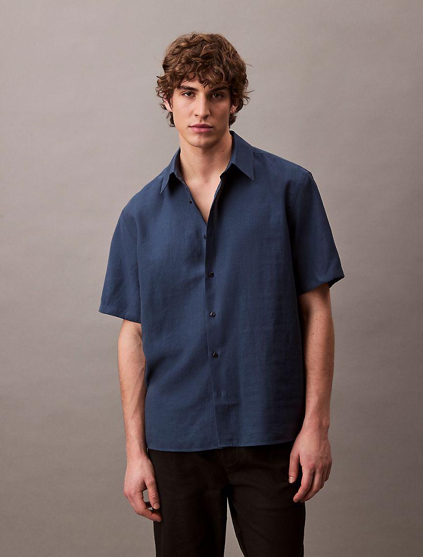 Lyocell Blend Relaxed Button-Down Shirt Product Image