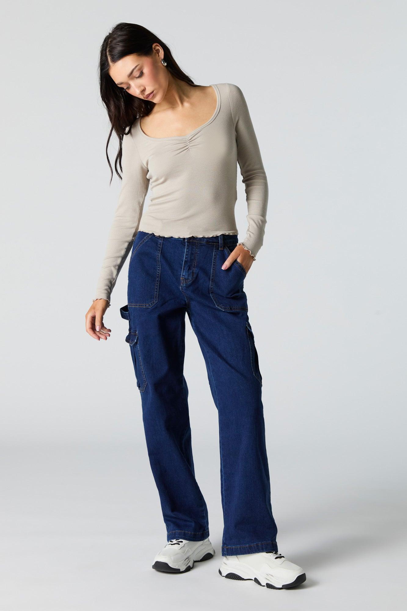 Ribbed Cinched Long Sleeve Top Female Product Image