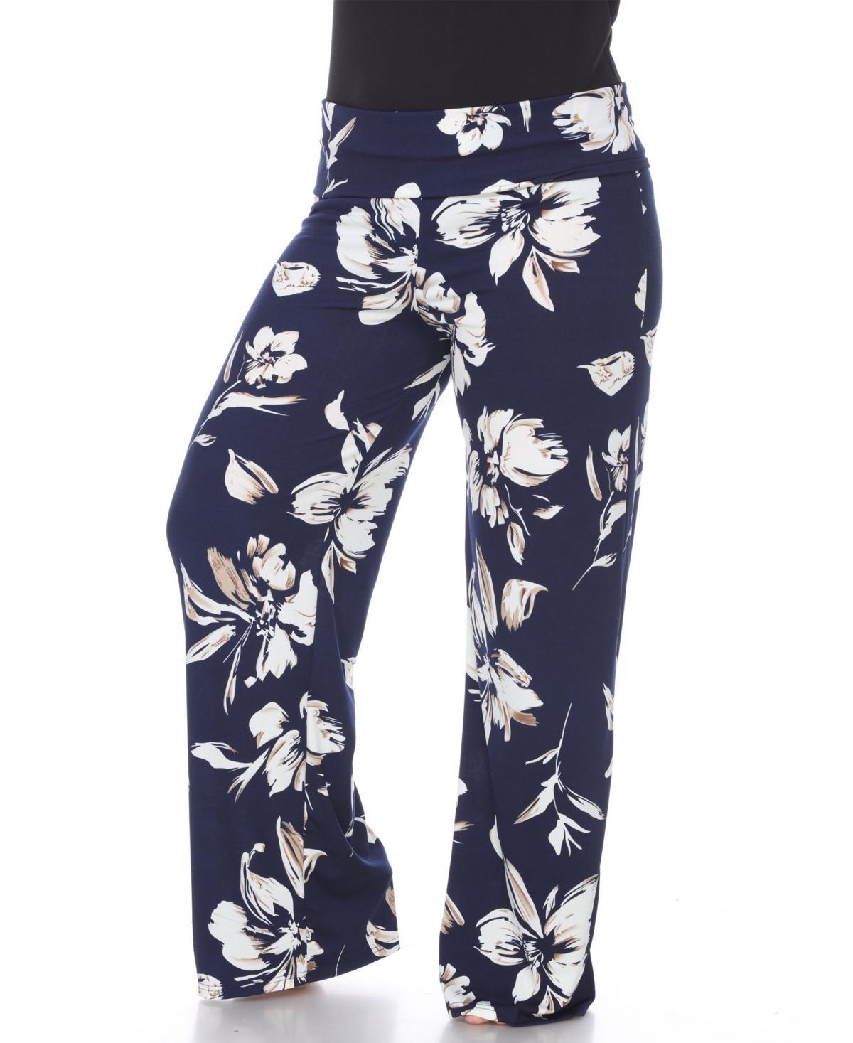 Women's Plus Size Floral Printed Palazzo Pants - White Mark Product Image