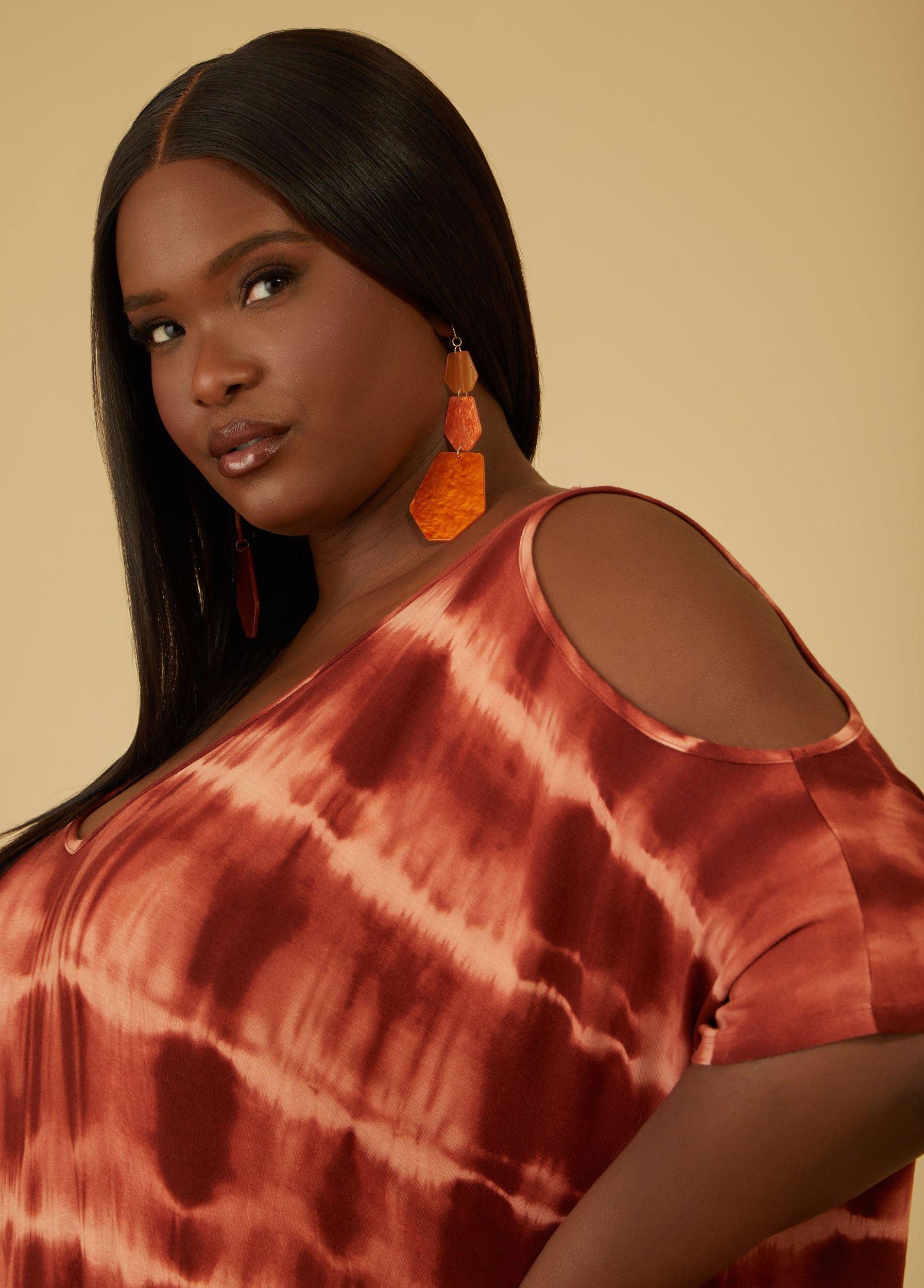 Cold Shoulder Tie Dyed Maxi Dress Product Image