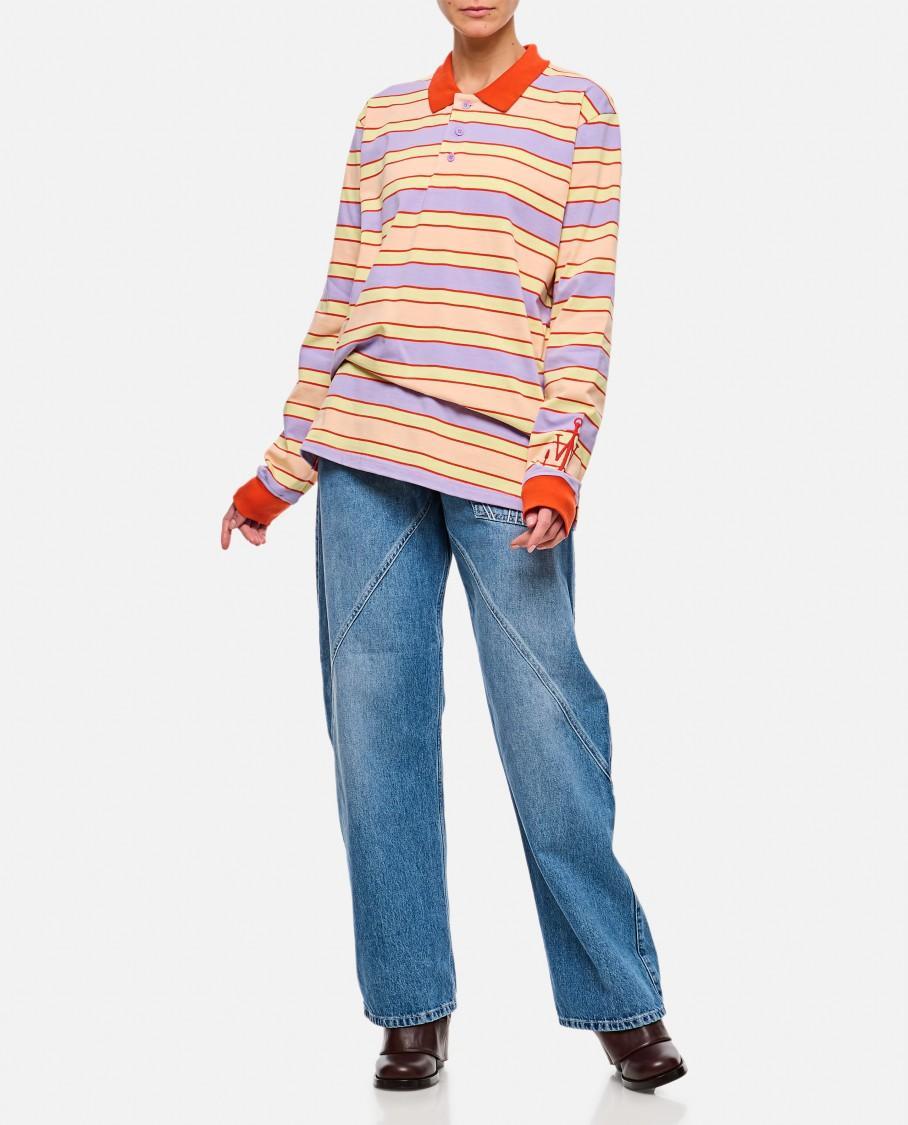 JW ANDERSON Striped Polo Top In Pink,multi Product Image