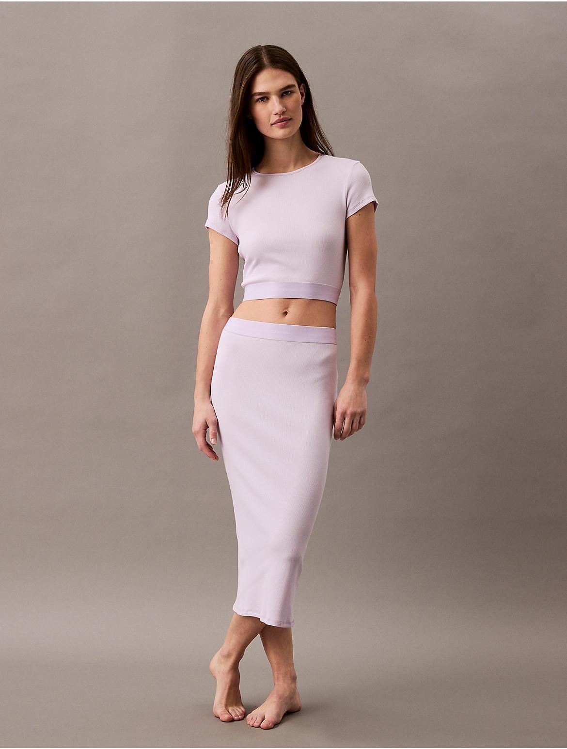 Calvin Klein Women's Cotton Stretch Rib Skirt - Grey - L Product Image