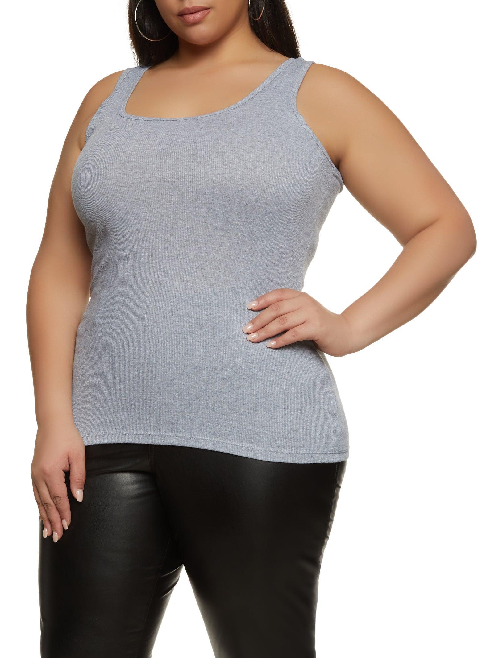 Womens Plus Size Ribbed Knit Racerback Tank Top Product Image