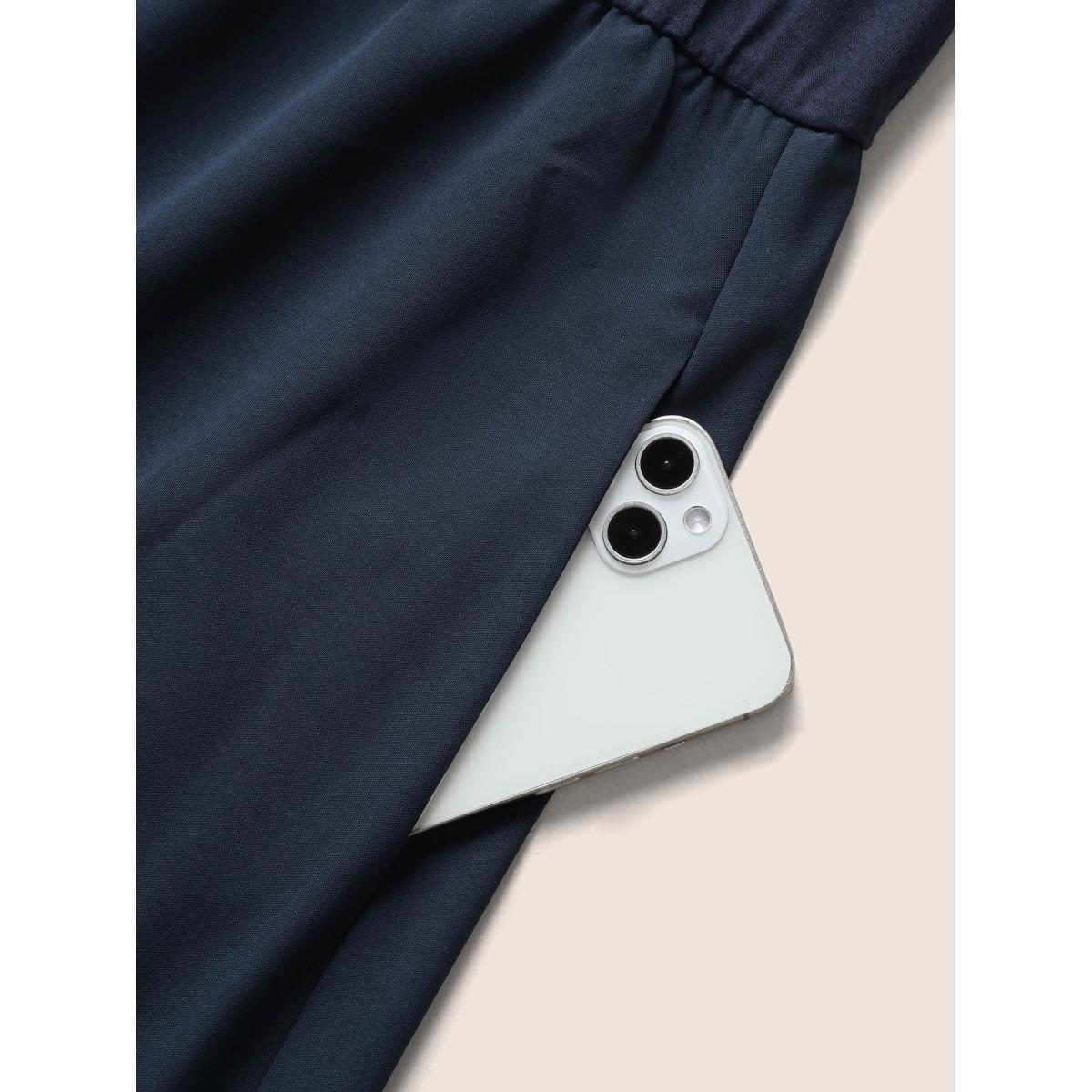 Plus Size Shirt Collar Contrast Trim Button Up Dress Navy Women Casual Contrast Shirt collar Sleeveless Curvy BloomChic 18-20/2X Product Image