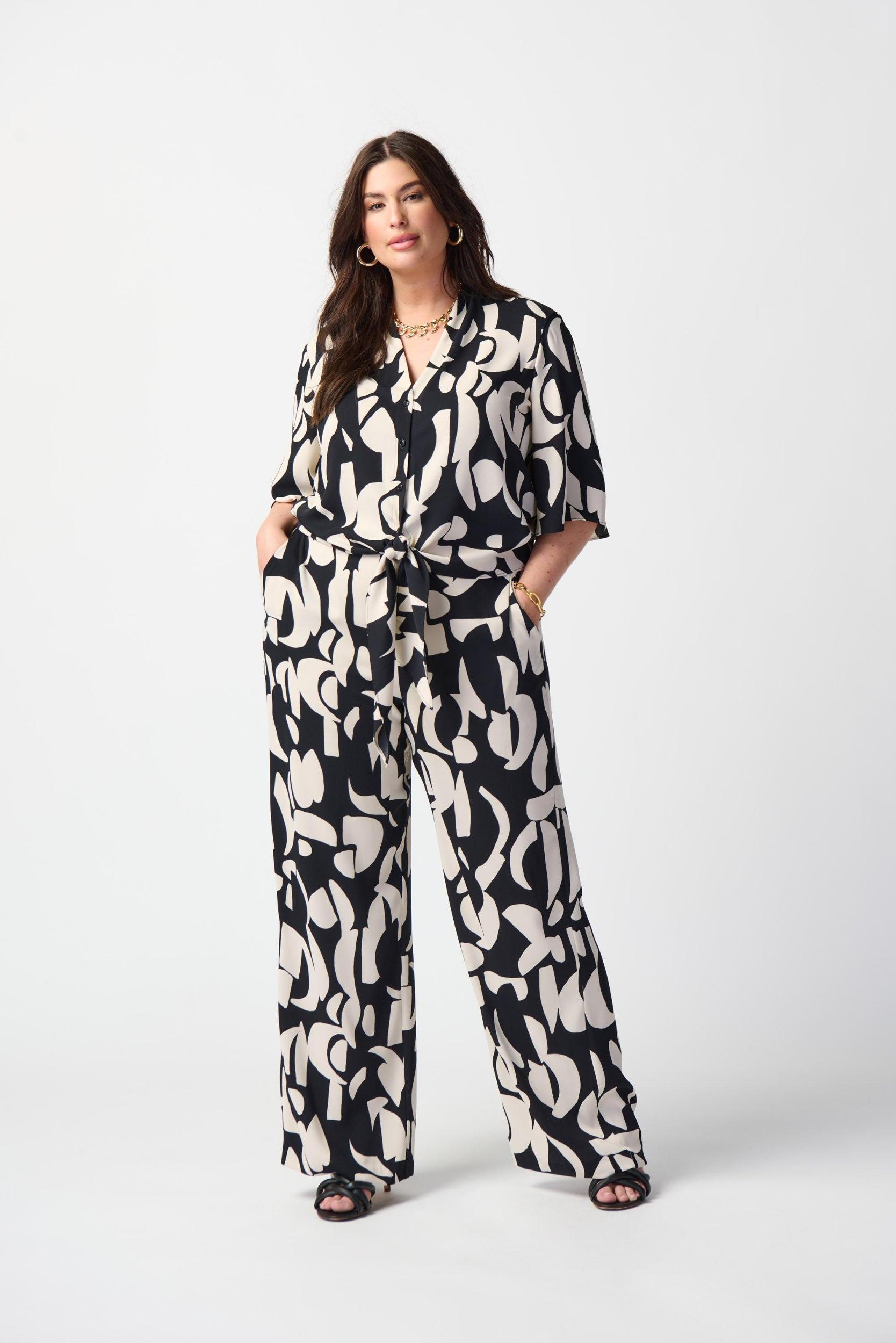 Abstract Print Woven Wide-Leg Pants Product Image