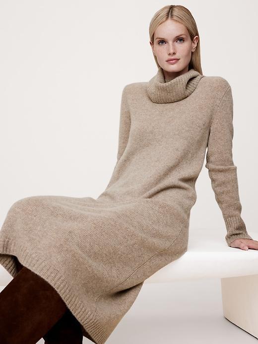 Cashmere Turtleneck Midi Sweater Dress Product Image