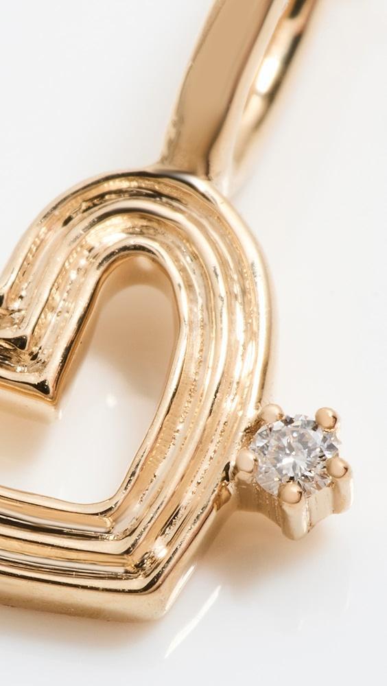Adina Reyter 14k Groovy Diamond Heart Mini Bead Charm Necklace | Shopbop Product Image