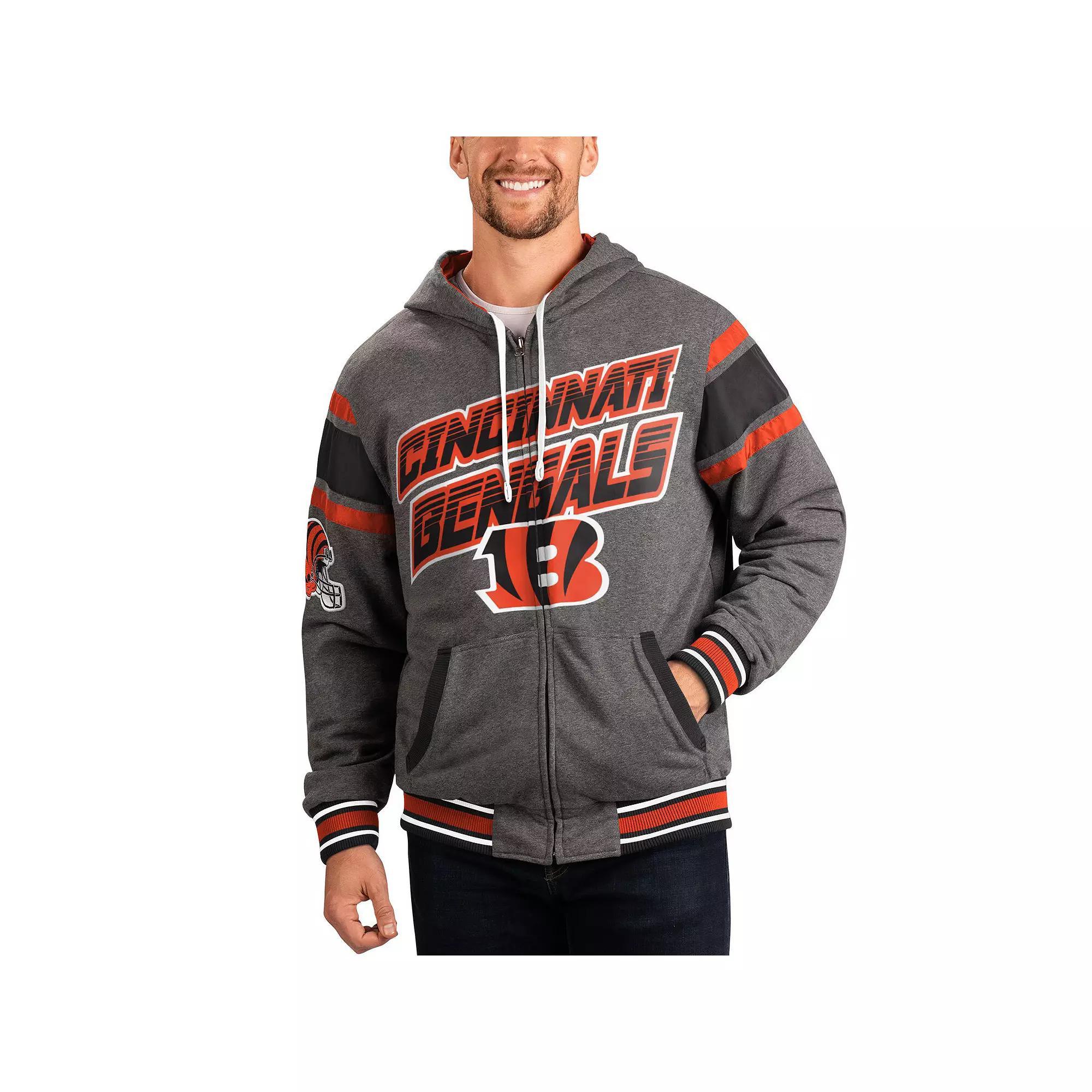 Men's G-III Sports by Carl Banks Black/Gray Cincinnati Bengals Extreme Full Back Reversible Hoodie Full-Zip Jacket, Size: Large Product Image