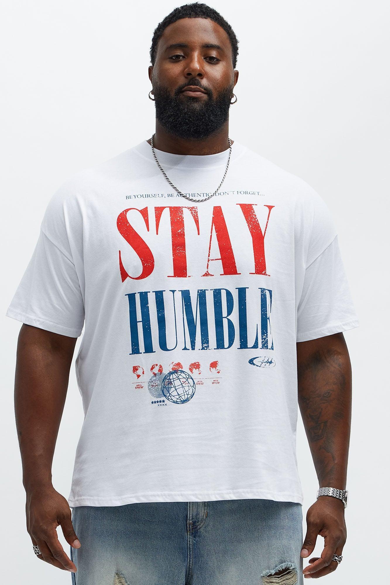Stay Humble Oversized Short Sleeve Tee - White Product Image