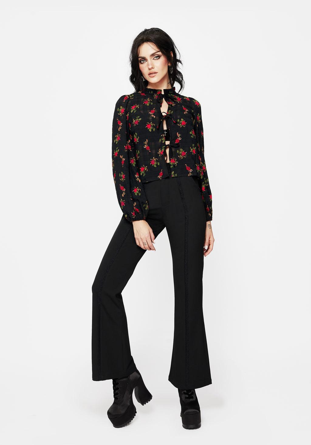 Darcey Floral Print Chiffon Tie-Front Blouse Product Image