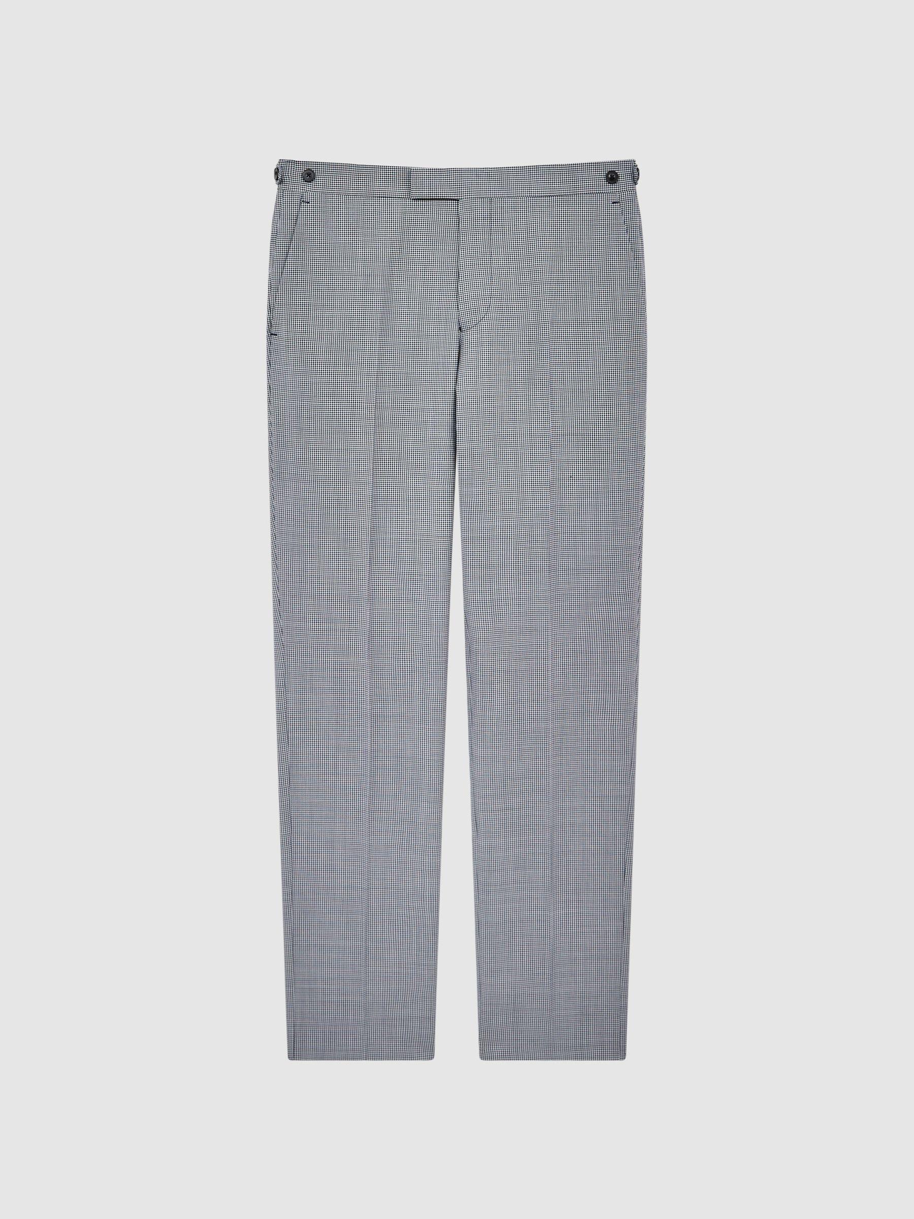 Wool Slim Fit  Micro Puppytooth Formal Trousers in Navy/White Product Image