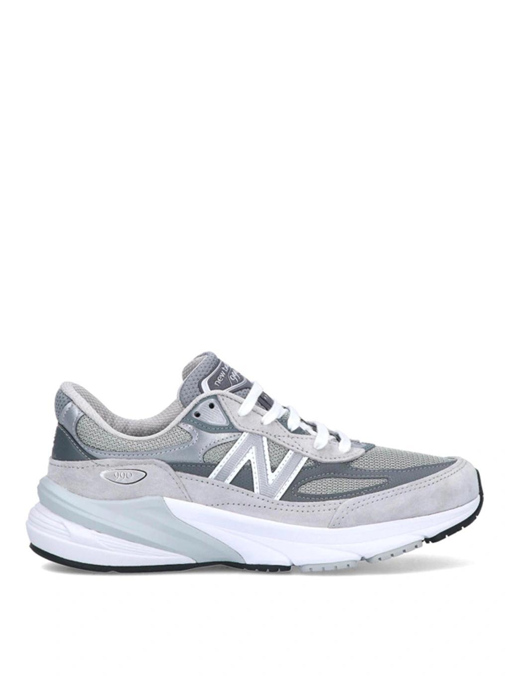 NEW BALANCE Grey Low Top Sneakers With Logo Detail In Suede And Tech Fabric Man Product Image