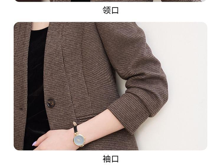 Collarless Plain Single Button Blazer Product Image