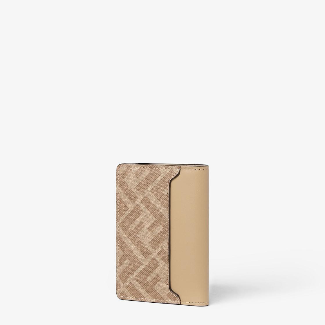 FF Squared Card HolderBeige leather and beige FF Canvas card holder Product Image