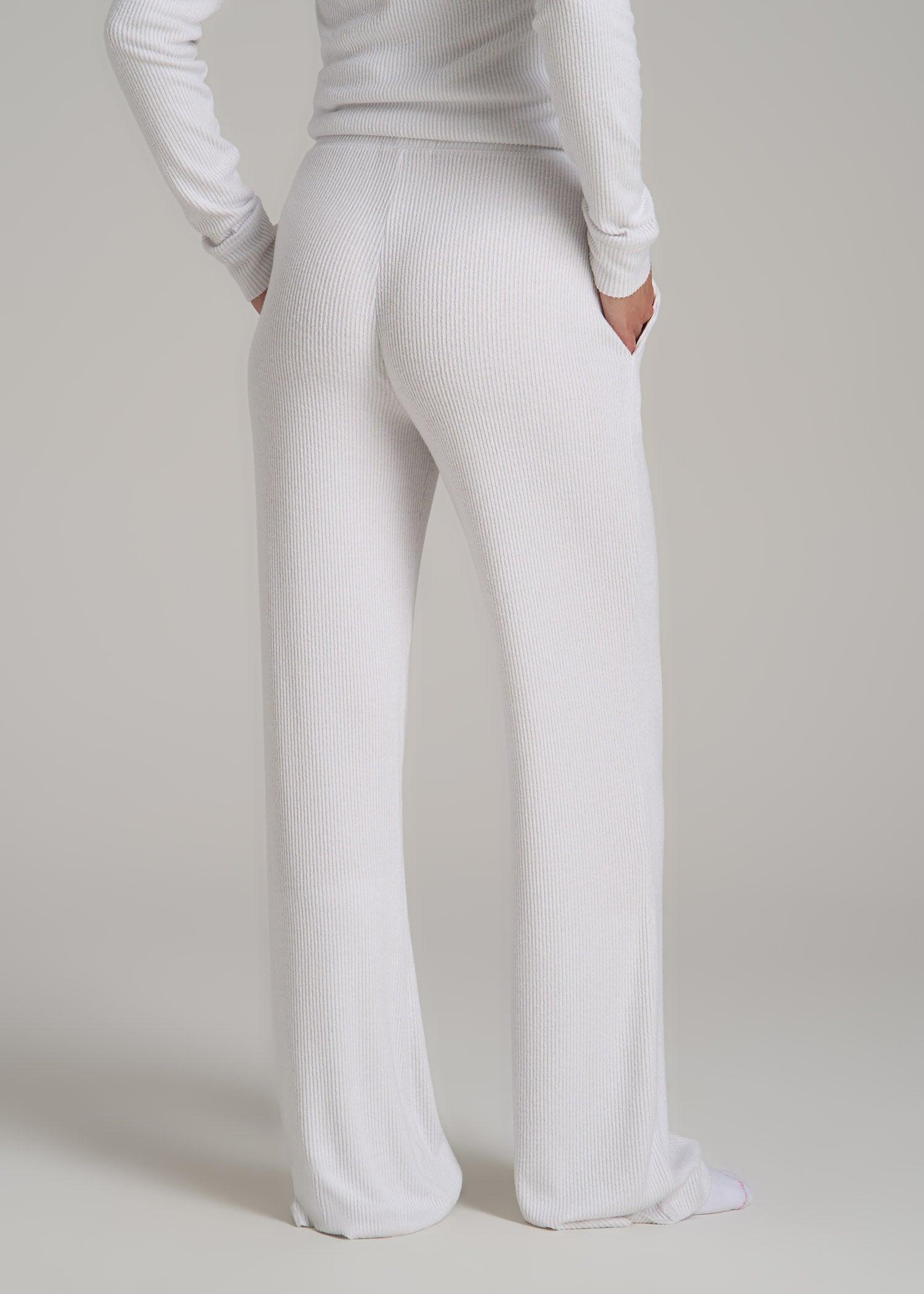Women's Ribbed Flare Lounge Pants for Tall Women in Cloud White Product Image