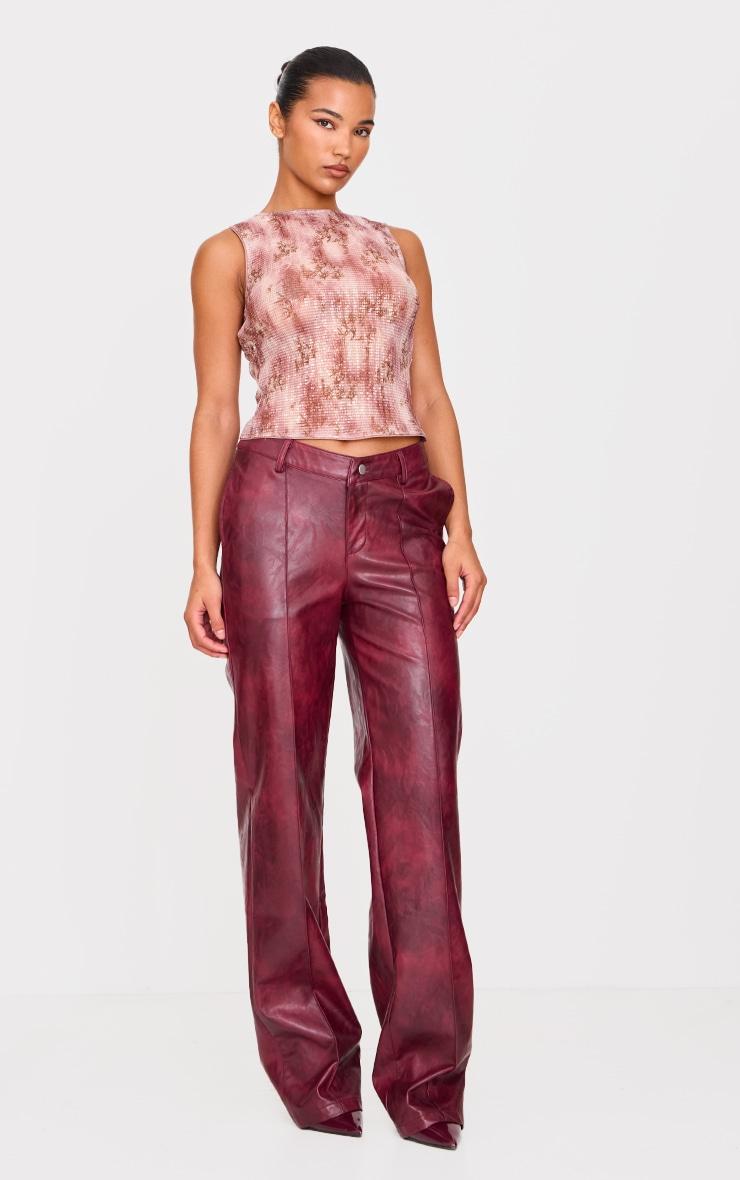 Brown Textured Sequin Boat Neck Printed Long Top Product Image