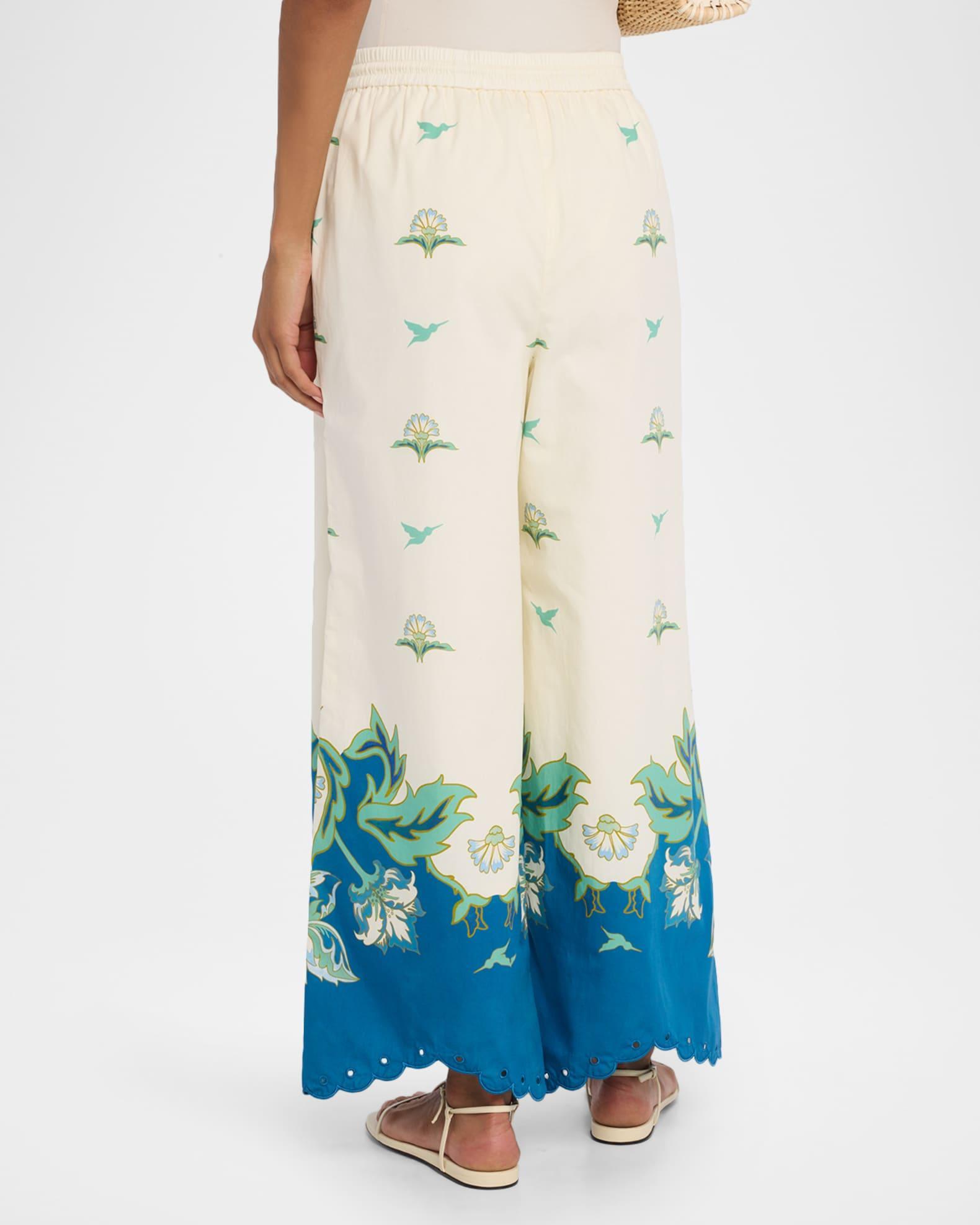 Cortez Embroidered Wide-Leg Cotton Pants Product Image