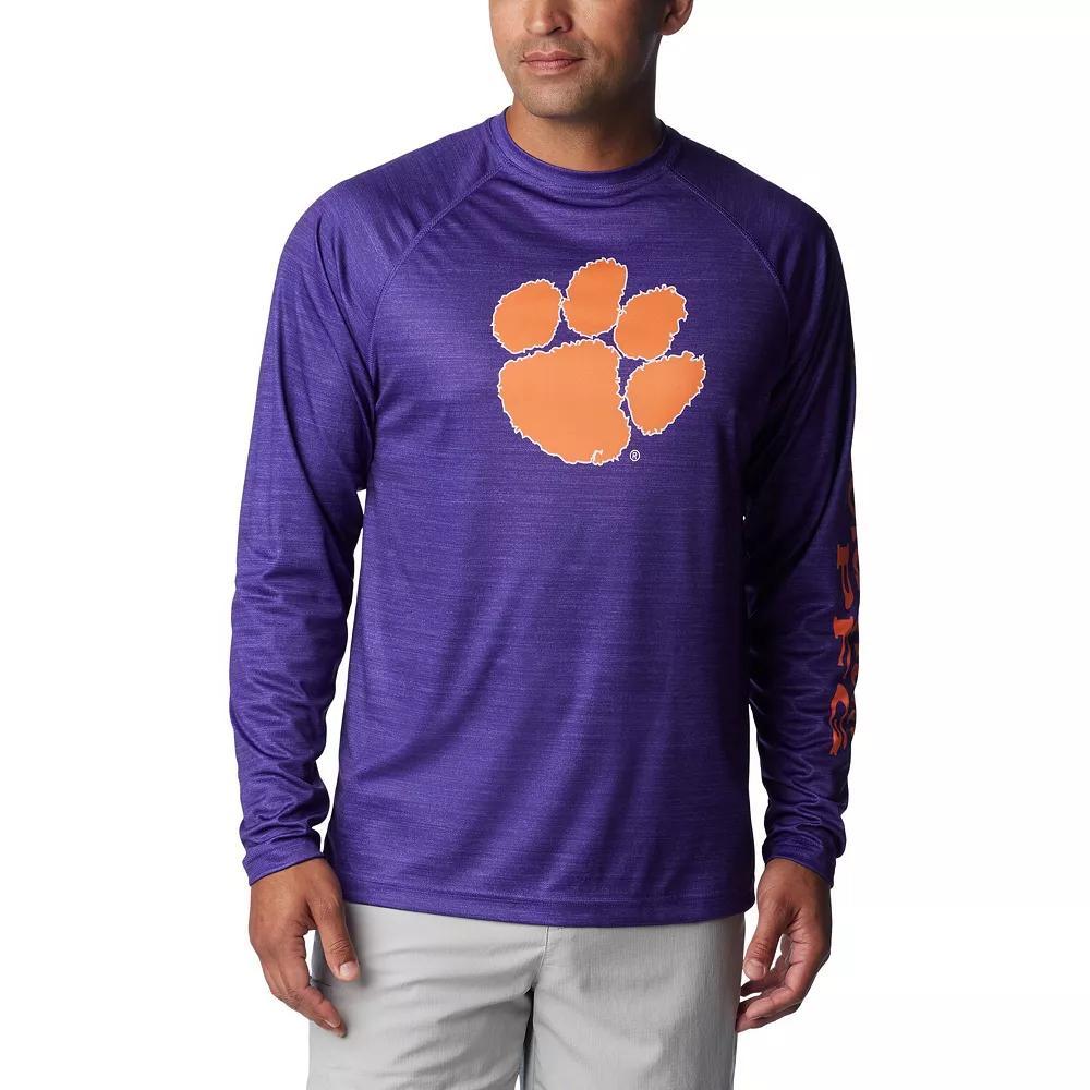 Men's Columbia  Purple Clemson Tigers PFG Terminal Tackle Omni-Shade Raglan Long Sleeve T-Shirt, Size: Large Product Image