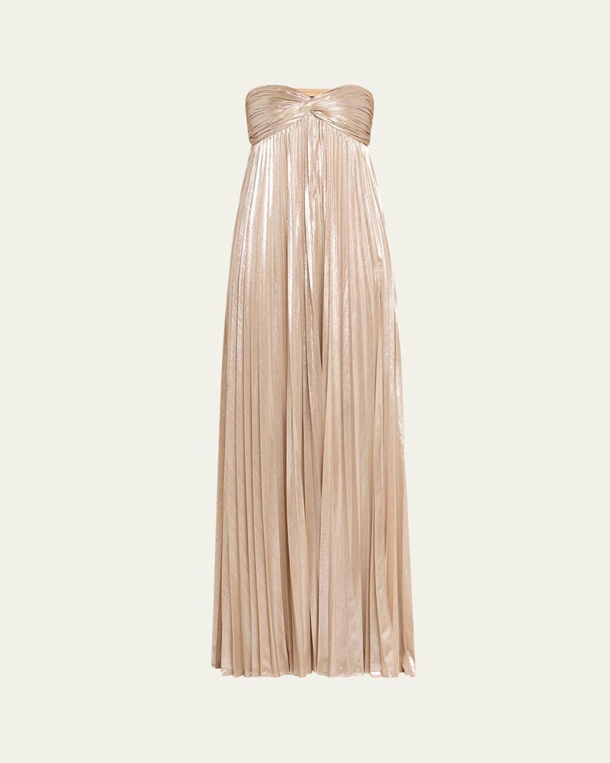Zoa Strapless Lam Twisted-Bodice Gown Product Image