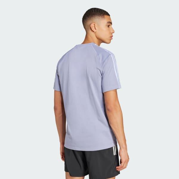 adidas Own the Run 3-Stripes Tee Silver Violet 2XL Mens Product Image