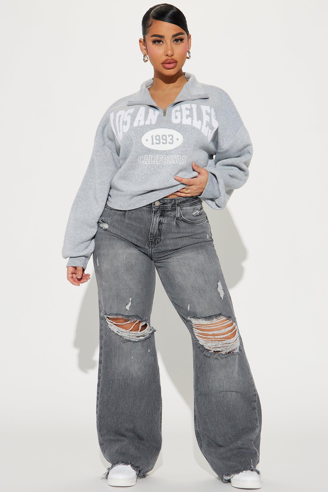 Los Angeles Half Zip Sweatshirt - Heather Grey Product Image