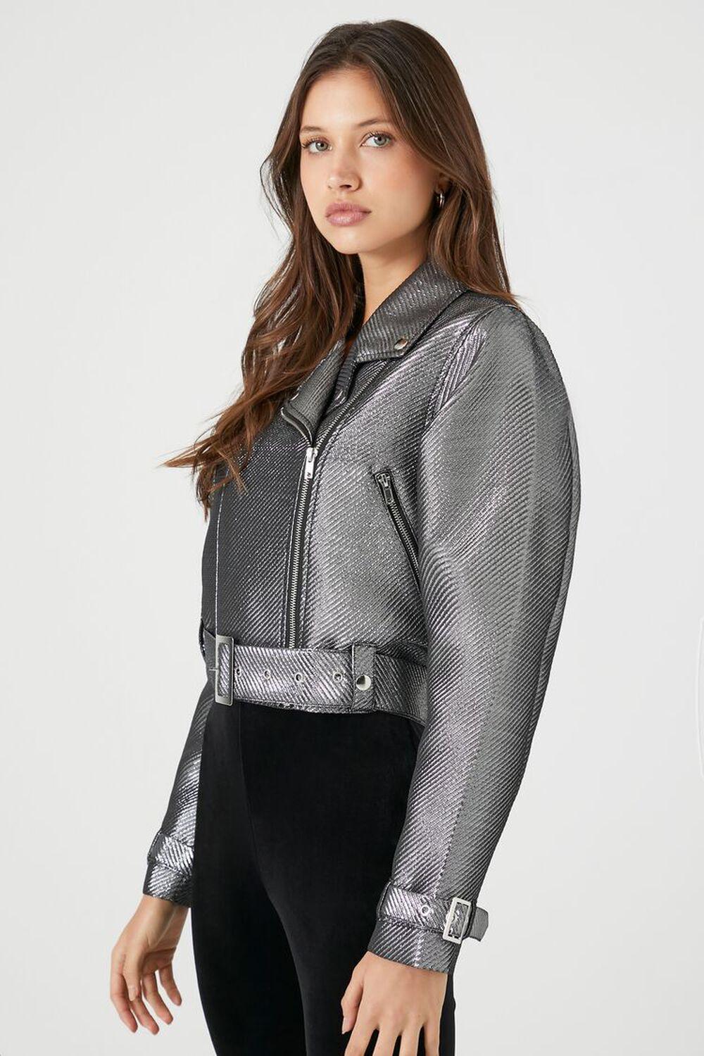 Faux Leather Metallic Moto Jacket | Forever 21 Product Image