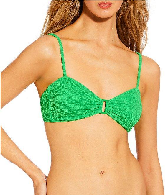 GB Solid Scrunchie Textured Rectangle Ring Highleg Hipster Swim Bottom Product Image