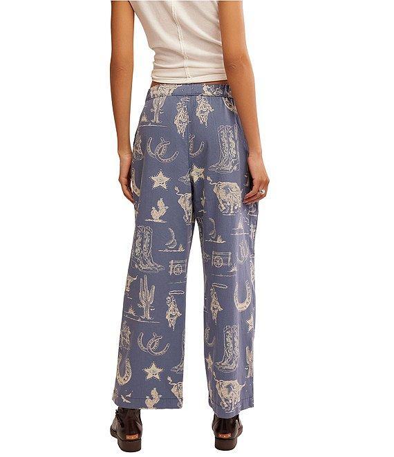 Free People Seaside Rodeo Block Printed Mid Rise Wide Leg Pants Product Image
