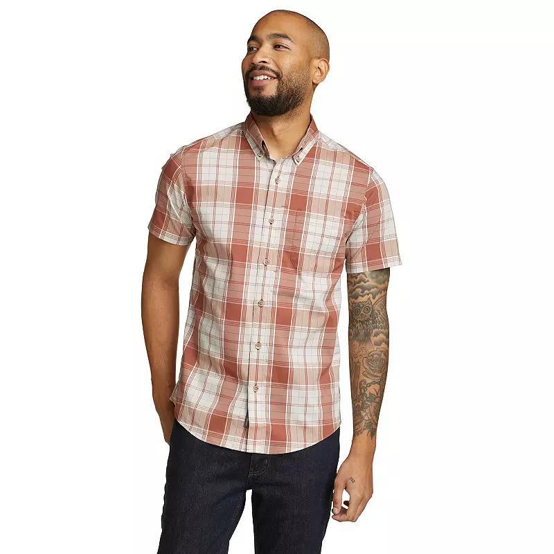 Big & Tall Eddie Bauer Voyager Flex Short Sleeve Button Down Shirt, Men's, Size: Large Tall, Brown Product Image