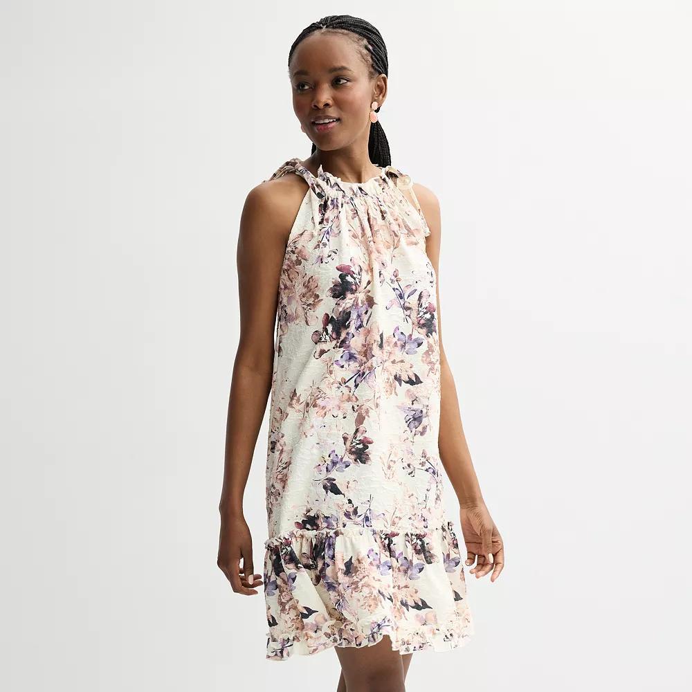 Womens Robbie Bee Printed Halter Tiered Ruffle Dress Product Image