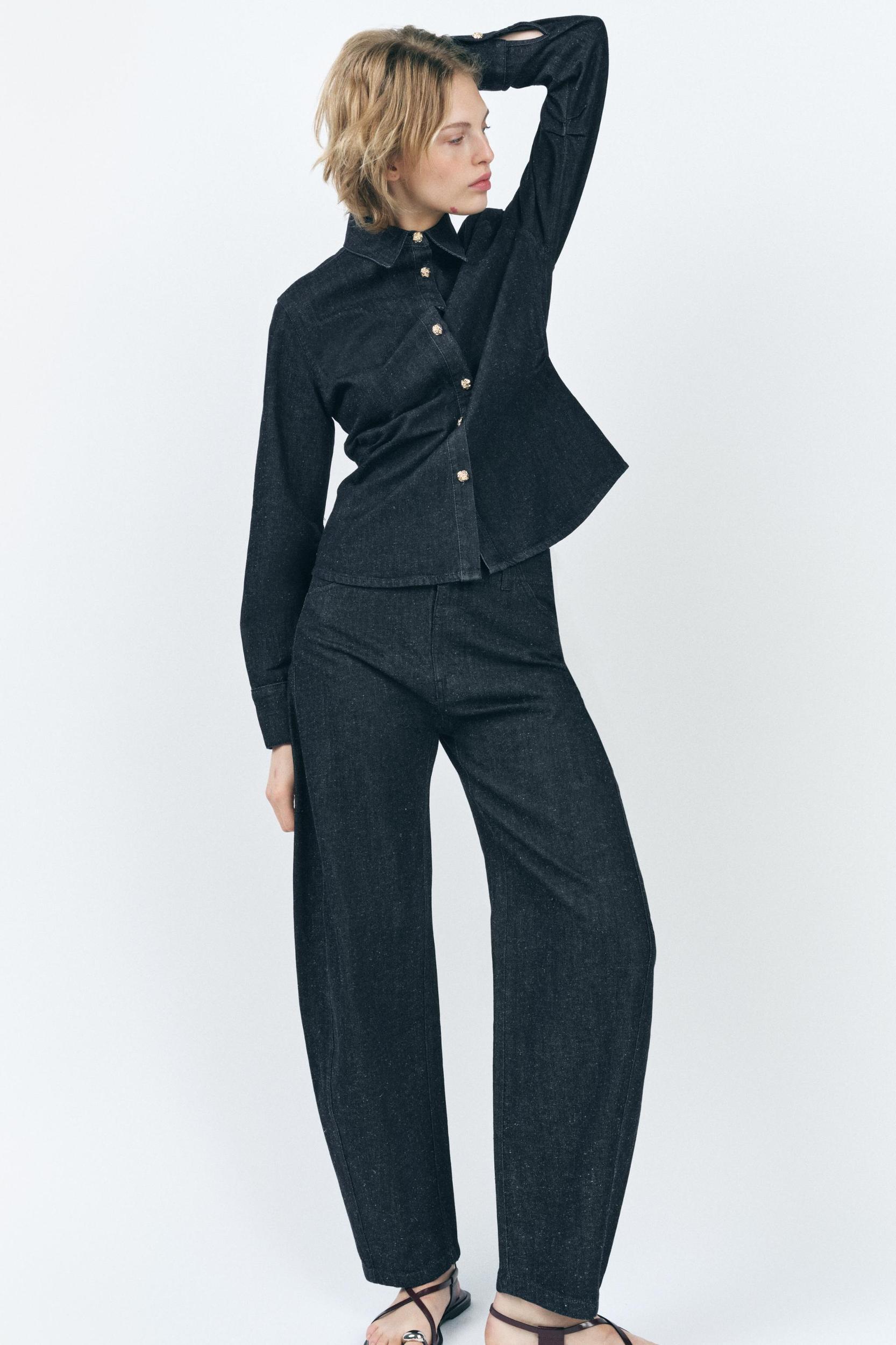 ZW COLLECTION PLEATED DENIM SHIRT Product Image