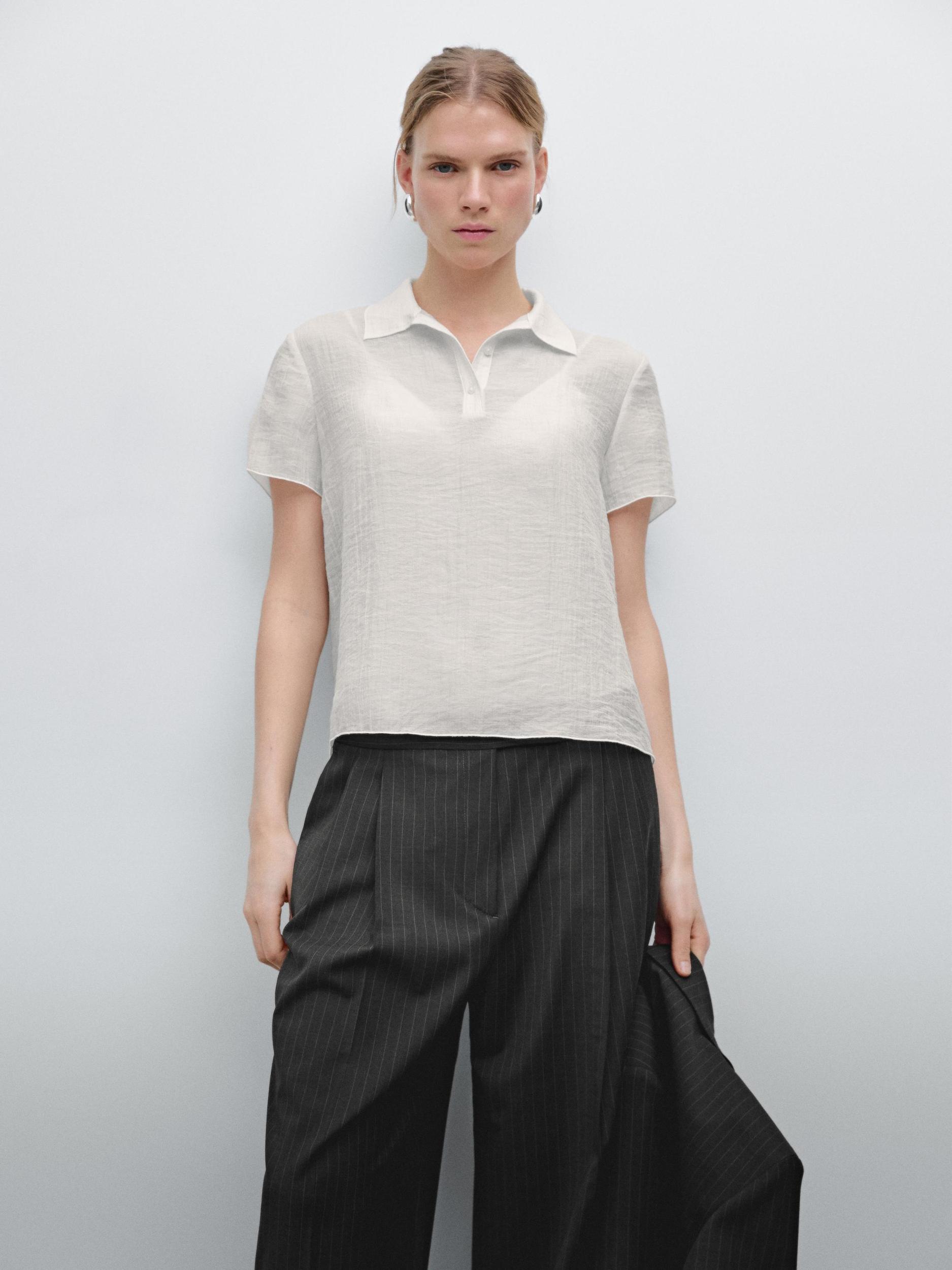 Sheer flowing polo shirt Product Image