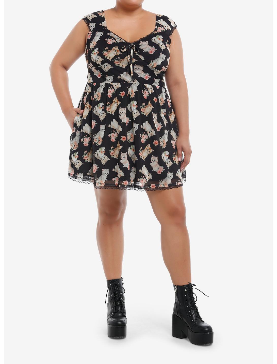 Sweet Society Kitten Roses Lace Mesh Dress Plus Size Product Image