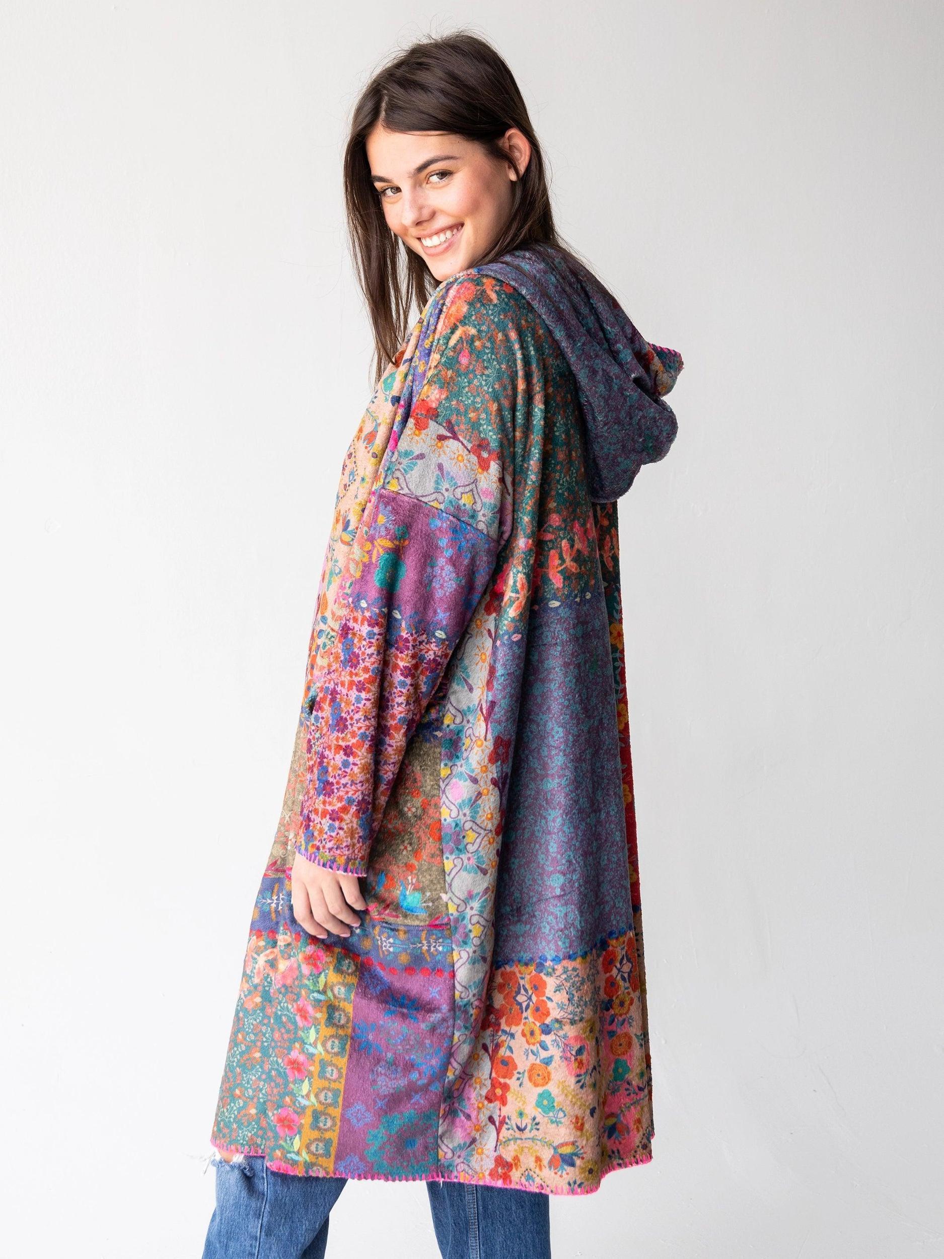 Cozy Blanket Kimono - Vintage Patchwork Long Length Product Image