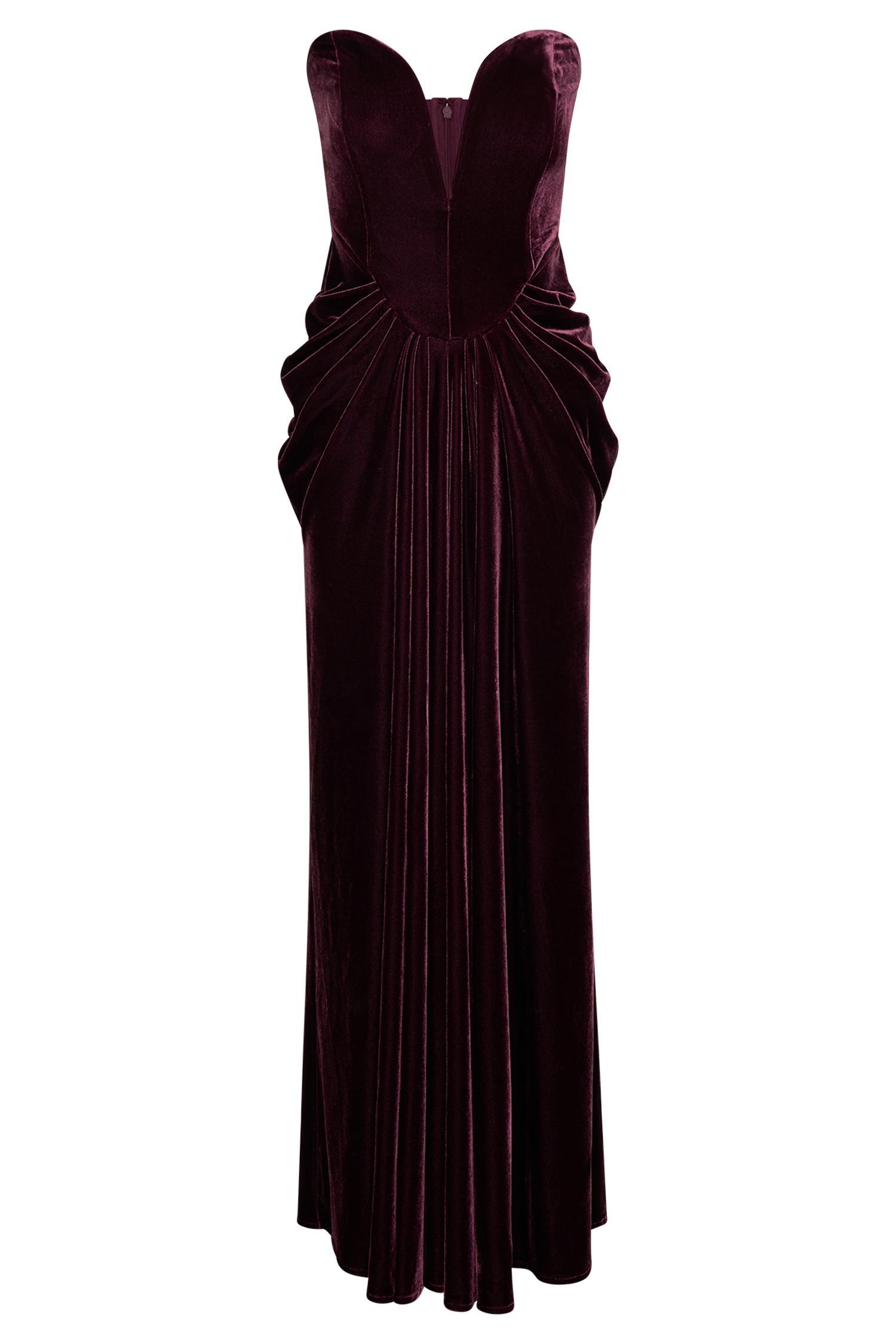 Paige Strapless Velvet Maxi Dress - Plum Product Image