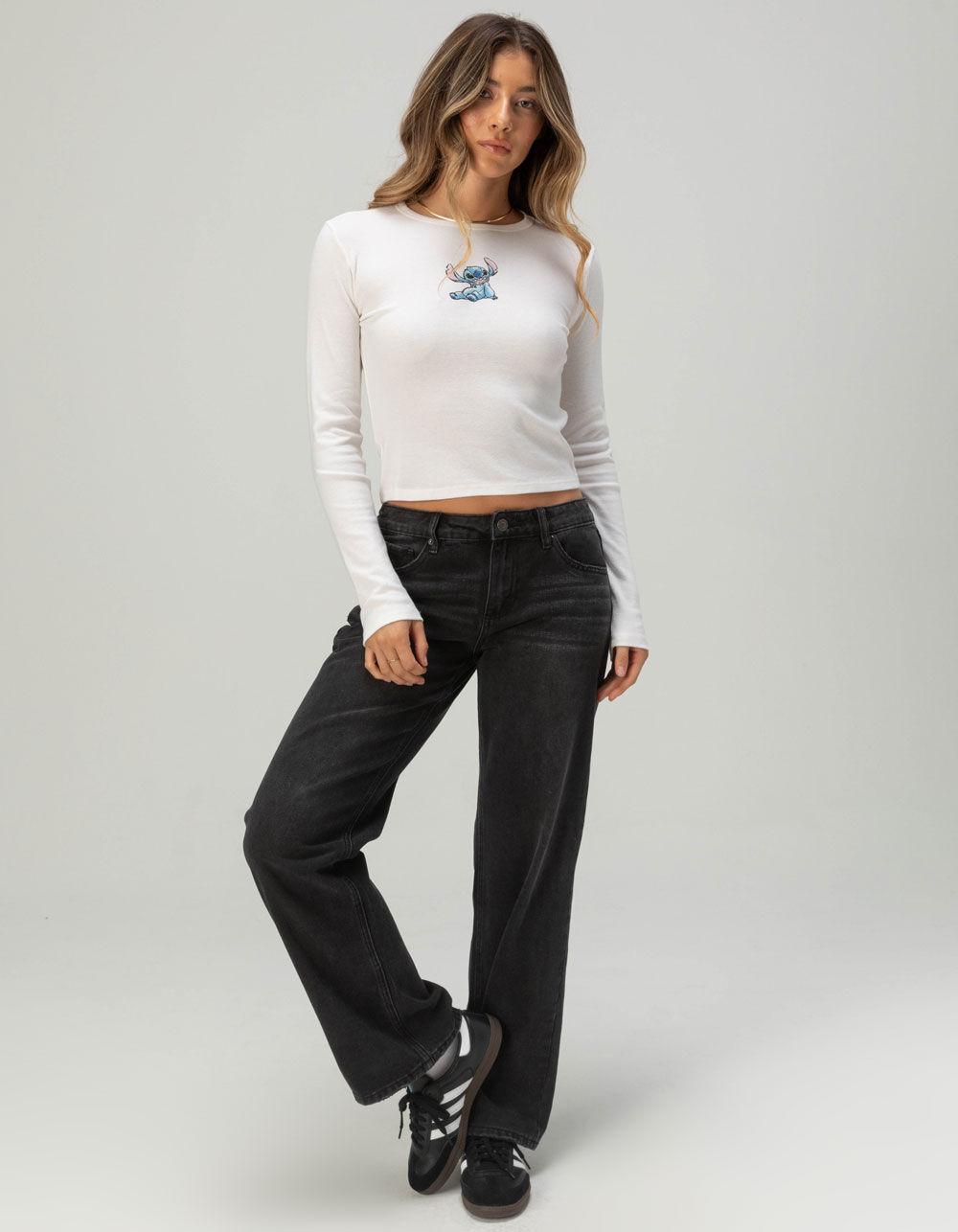 DISNEY Stitch Womens Long Sleeve Baby Tee - CREAM Product Image
