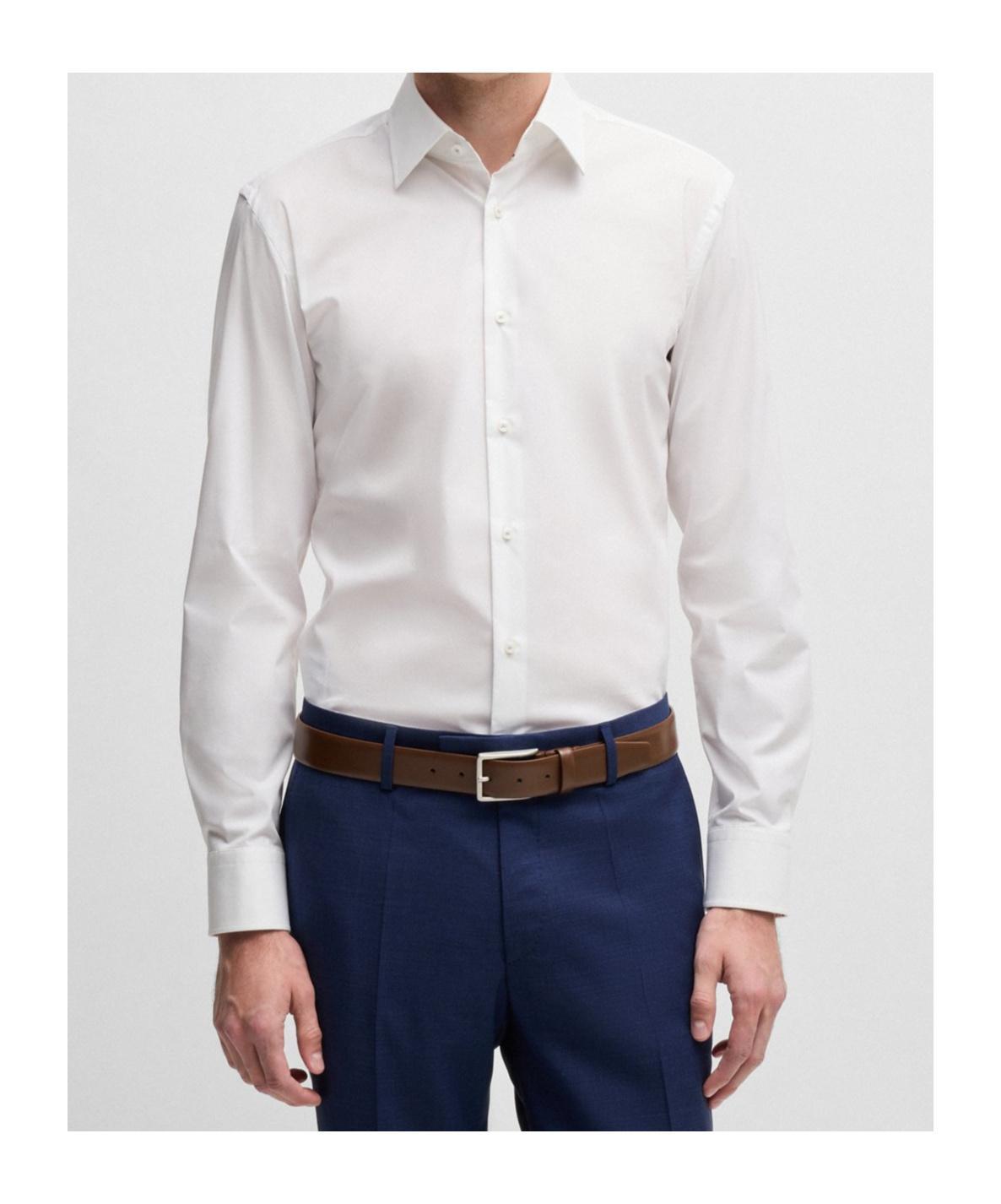 HUGO BOSS Slim-fit Shirt In Easy-iron Stretch-cotton Poplin In White Product Image