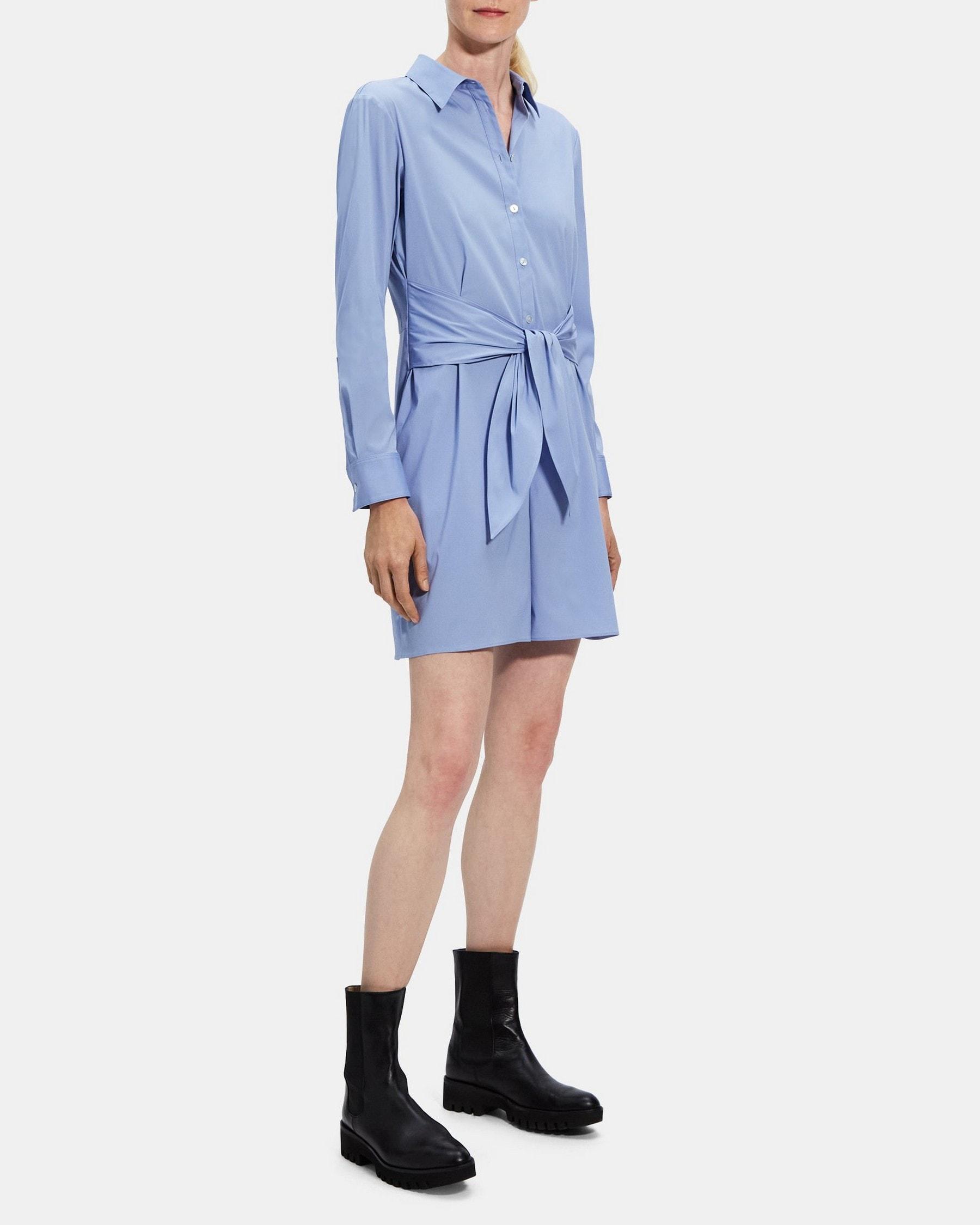 Tie Waist Romper in Stretch Cotton Product Image