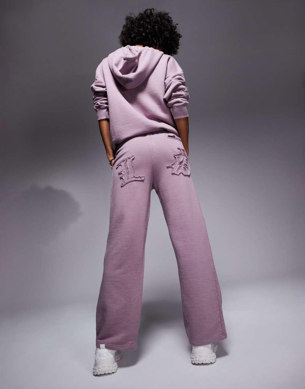 Liquor N Poker allover motif straight leg sweatpants in berry mix - part of a set Product Image