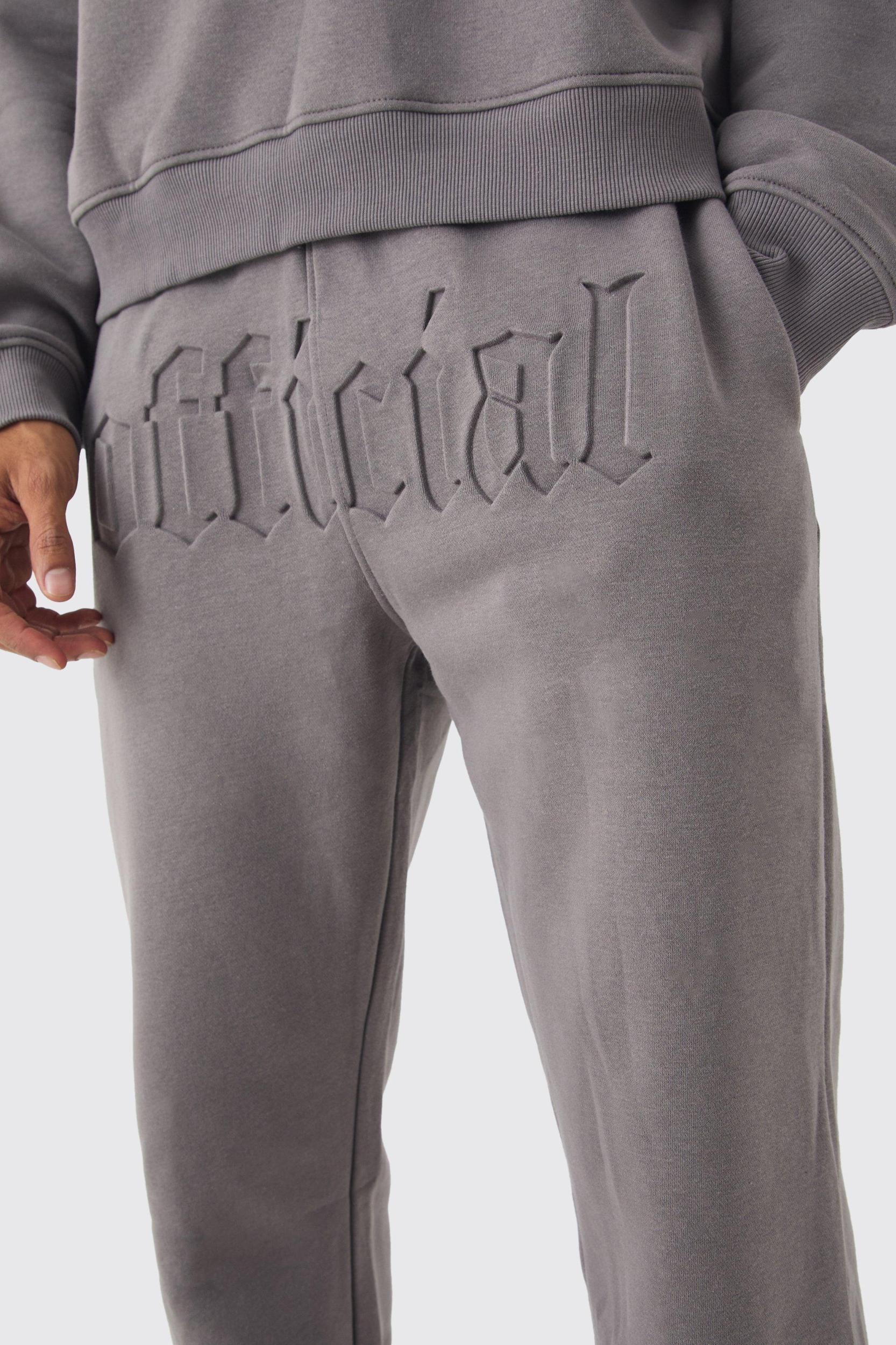 Straight Fit Official Embossed Sweatpants | boohooMAN USA Product Image